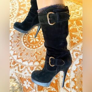 Giuseppe Zanotti Black Suede Heeled Boots Size 36 / 6